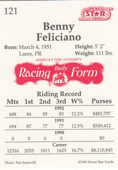 1993 Jockey Star #121 Benny Feliciano Back